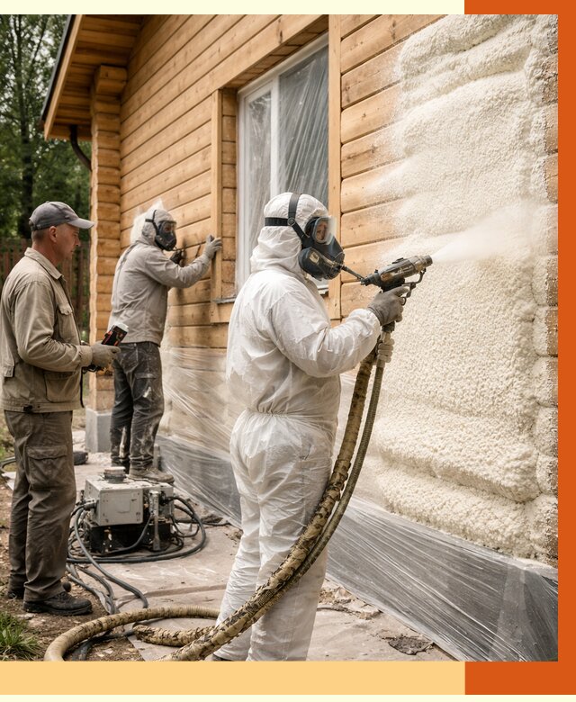 Утепление дома из бруса ППУ в Донецке от 4215 руб/м2 под ключ | ТепломастерДнк