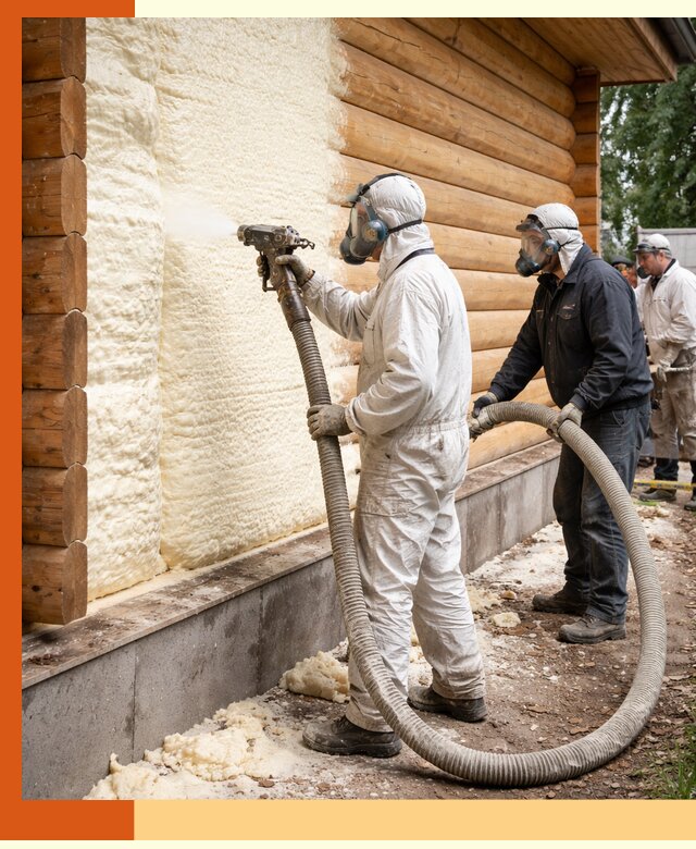 Утепление дома из бруса пенополиуретаном в Донецке