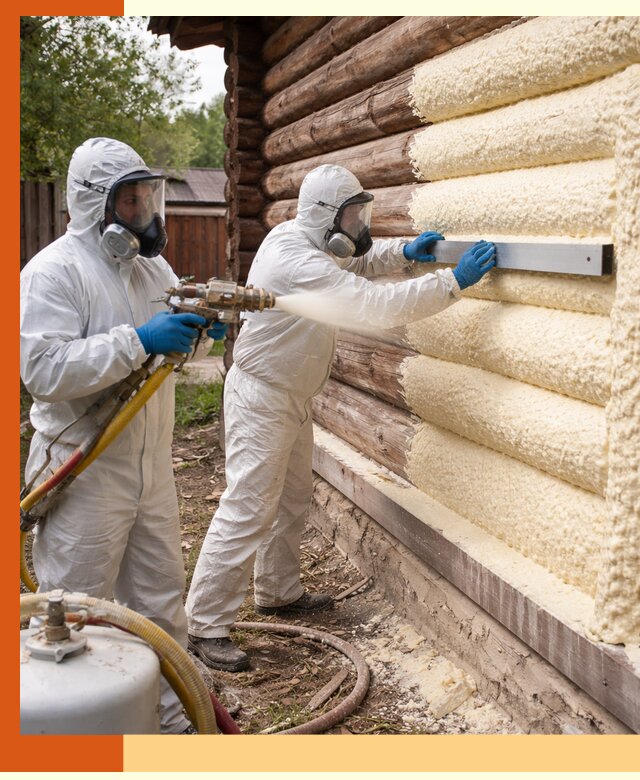 Утепление бревенчатого дома ППУ в Донецке эффективной изоляцией