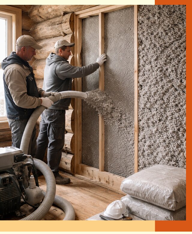 Утепление бревенчатого дома эковатой в Донецке от 3011 руб. | ТепломастерДнк