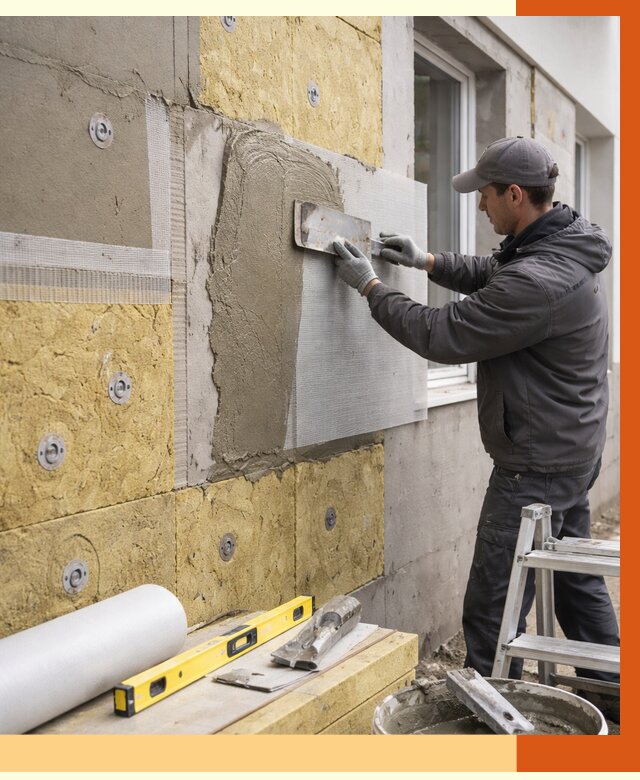 Утепление фасада под штукатурку в Донецке от 4598 руб/м2 — монтаж пенопластом и минватой | ТепломастерДнк