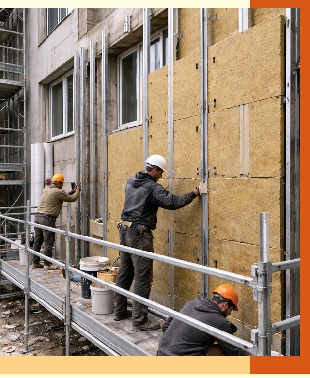 Утепление вентилируемого фасада в Донецке от 6131 руб/м2 — монтаж и утепление вентфасад | ТепломастерДнк