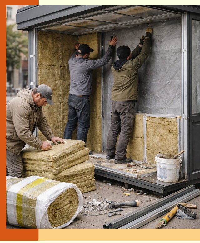 Утепление павильона шаурмы под ключ в Донецке