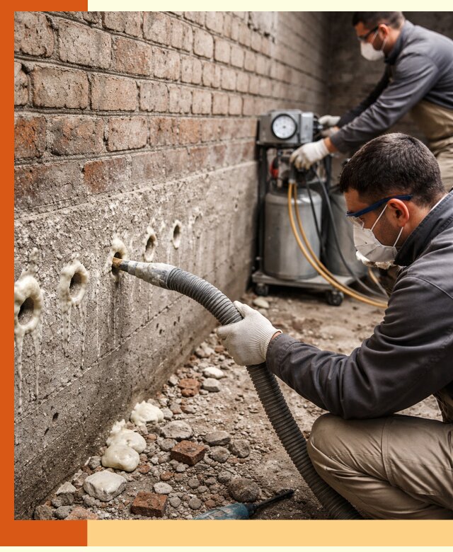 Заполнение колодцевой кладки ППУ в Донецке быстро и герметично