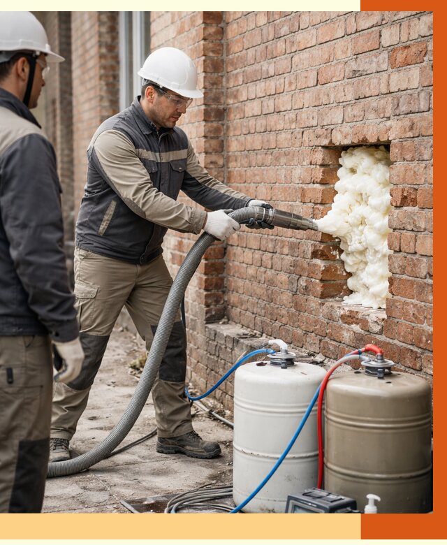 Заливка ППУ в пустоты кирпичной стены в Донецке от 3011 руб. | ТепломастерДнк