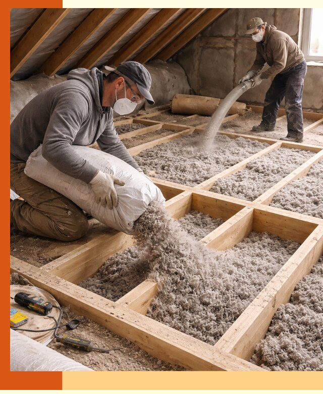 Заполнение полостей чердачного перекрытия в Донецке качественно и надёжно