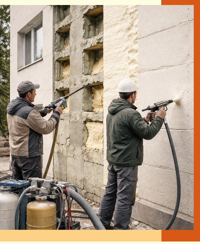 Заполнение пустот фасада в Донецке от 4927 руб. — утепление пустот облицовки | ТепломастерДнк