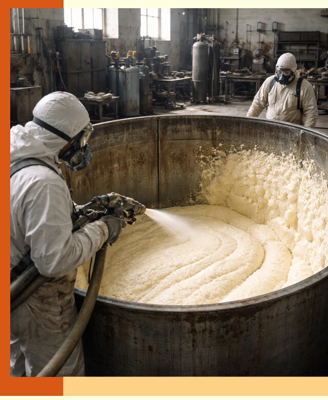 Заливка ппу в емкости с полной изоляцией и герметизацией в Донецке