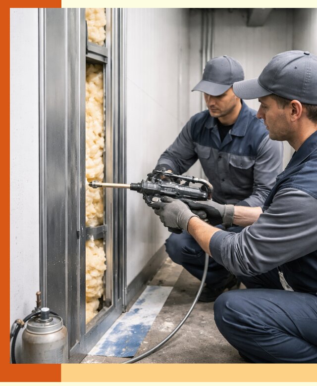 Заполнение пустот холодильных панелей в Донецке специализированной пеной