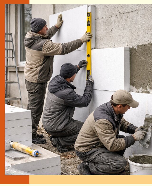 Утепление пенопластом наружных стен и фасадов в Донецке