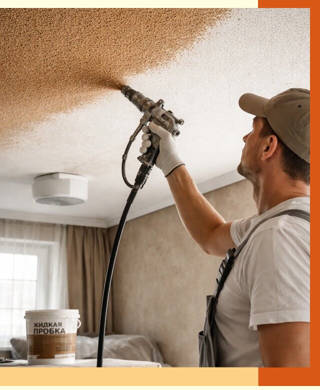 Утепление потолка жидкой пробкой в Донецке от 3832 руб. | ТепломастерДнк