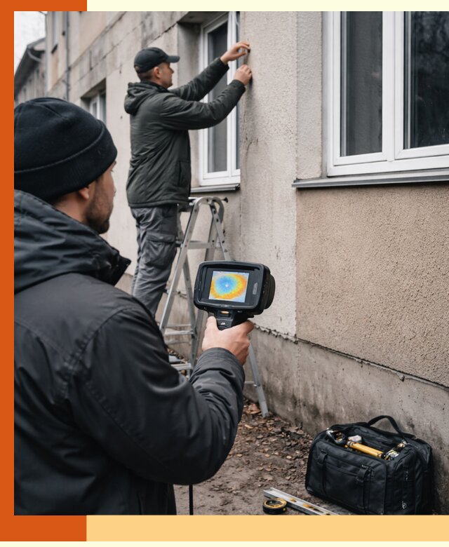Тепловизионное обследование фасада в Донецке для выявления дефектов