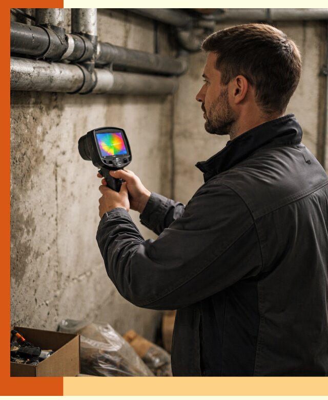 Тепловизионное обследование подвала в Донецке для поиска утечек тепла