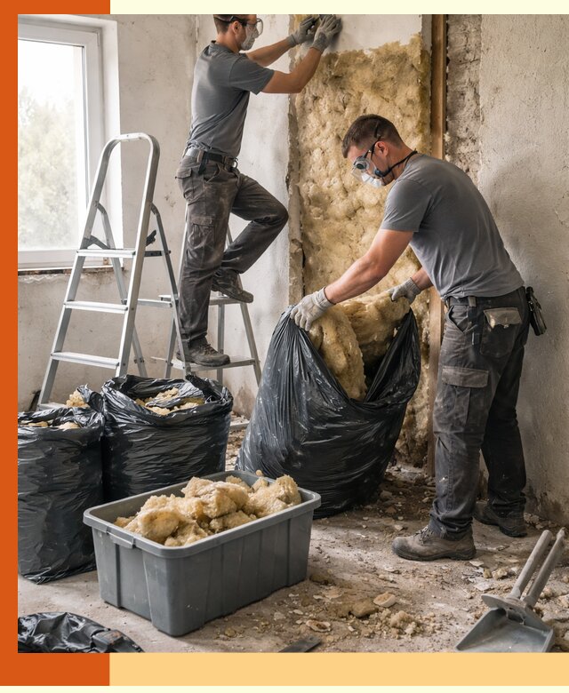 Демонтаж старого утеплителя и вывоз отходов в Донецке