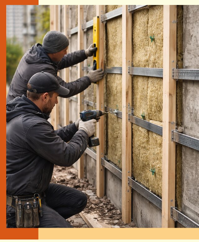 Монтаж обрешетки под утепление зданий и квартир в Донецке
